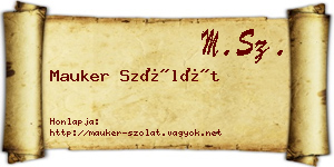 Mauker Szólát névjegykártya